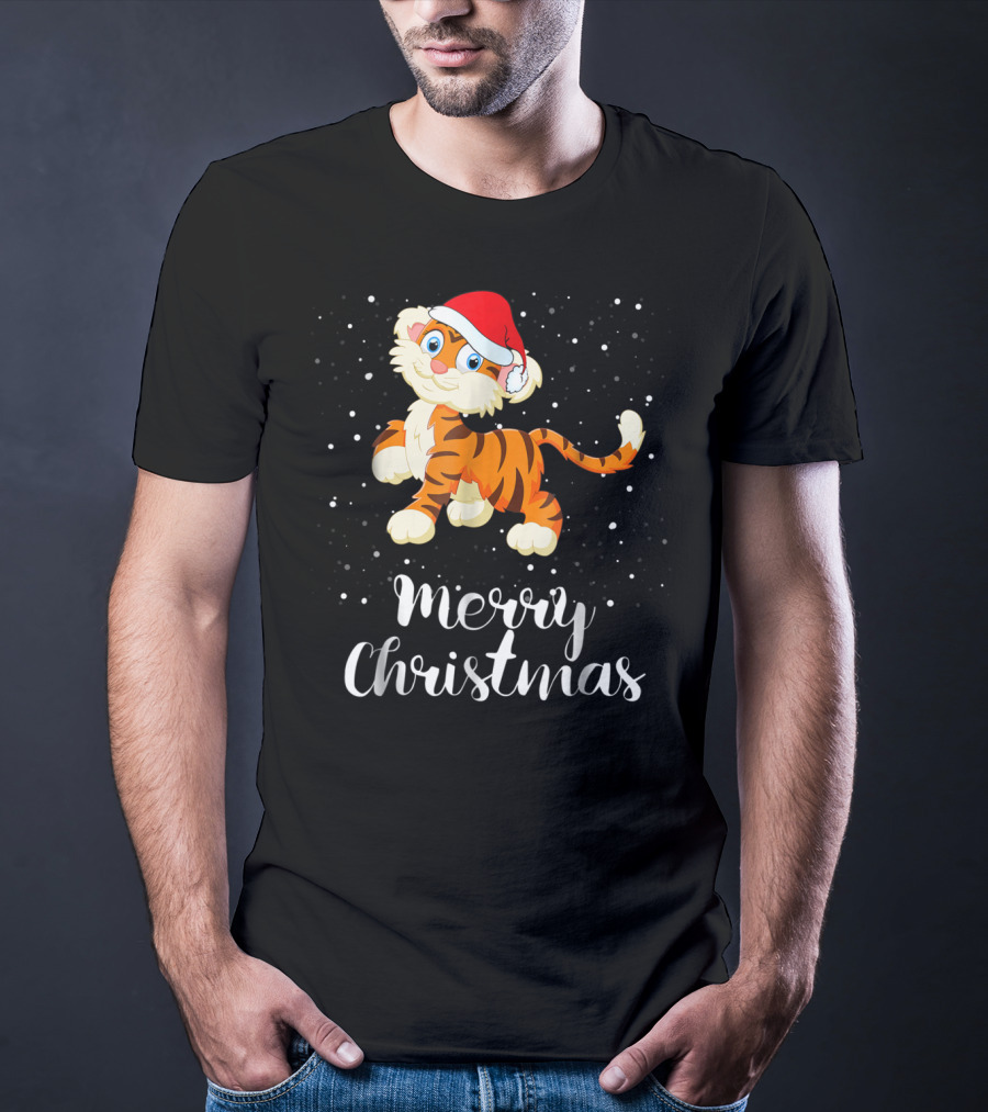 Merry Christmas Tiger Funny Christmas Matching Family Group T-Shirt