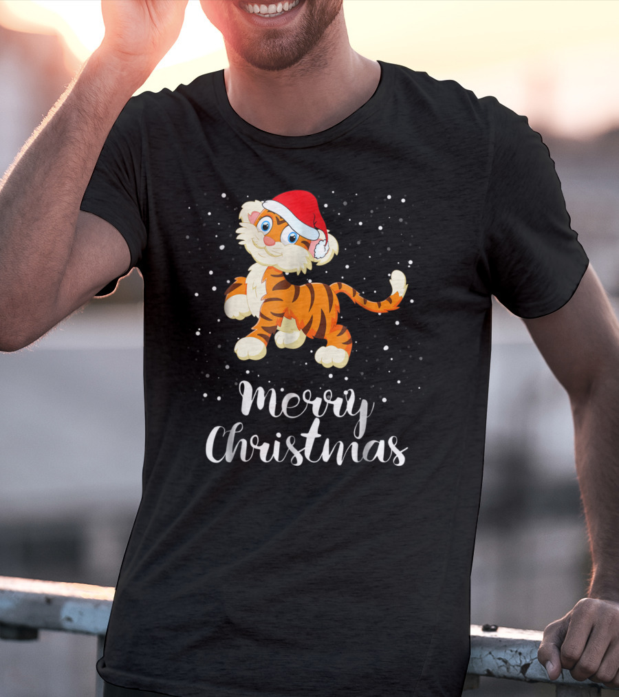 Merry Christmas Tiger Funny Christmas Matching Family Group T-Shirt