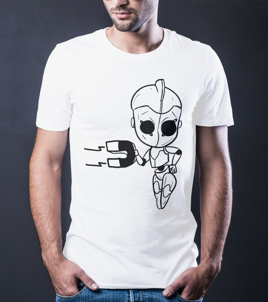 Valentines Couples Girl Her Him Girls Magnet Robot T-Shirt