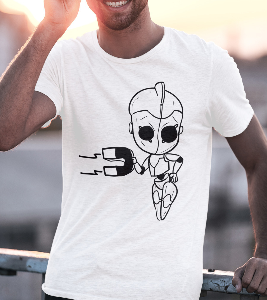 Valentines Couples Girl Her Him Girls Magnet Robot T-Shirt