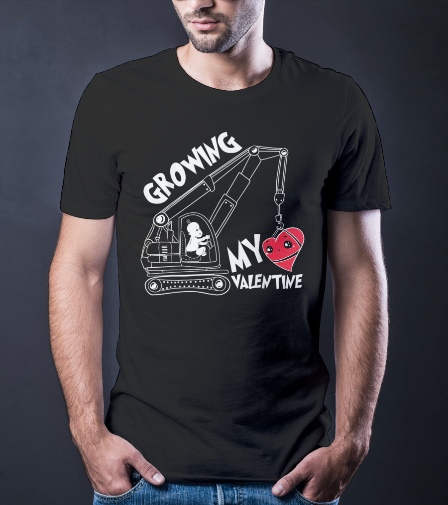 Growing My Valentine Valentine's Children Excavator Heart T-Shirt
