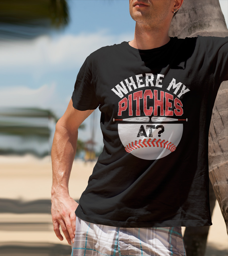 Where My Pitches At Baseball Kids11 Baseball T-Shirt