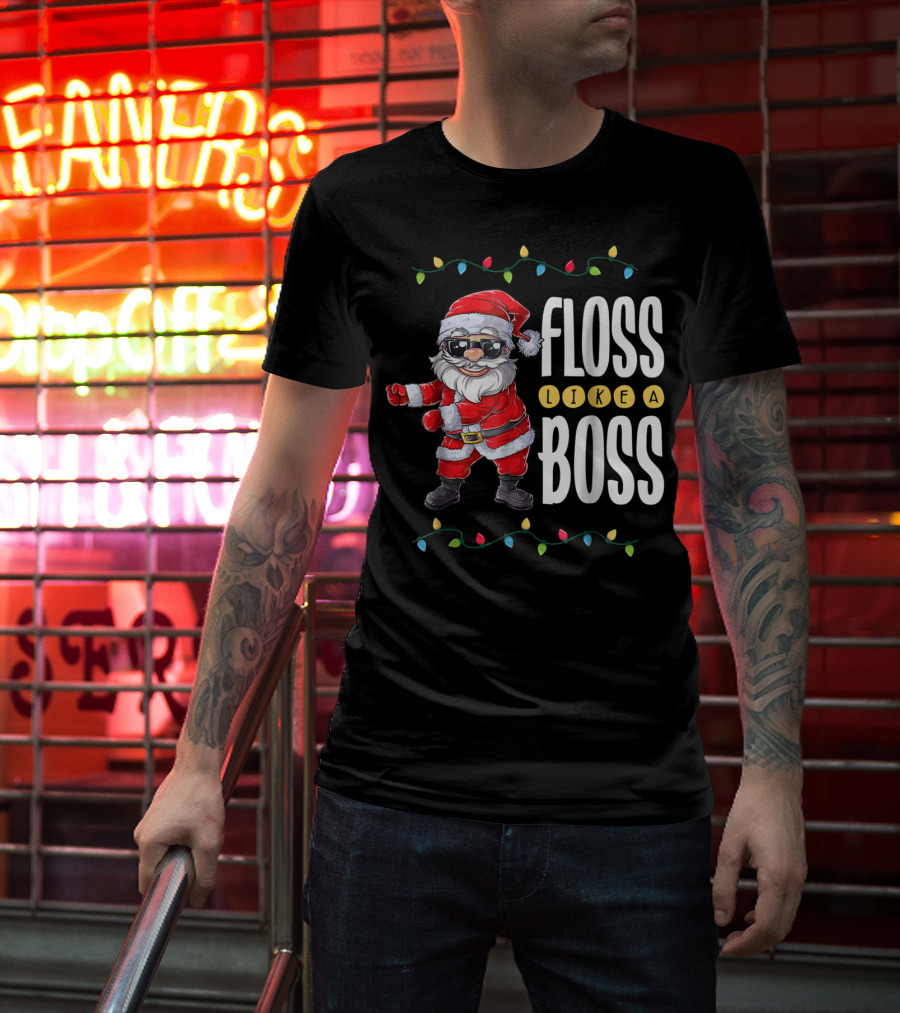 Christmas Santa Floss Like A Boss Flossing 8 Dance Lights T-Shirt