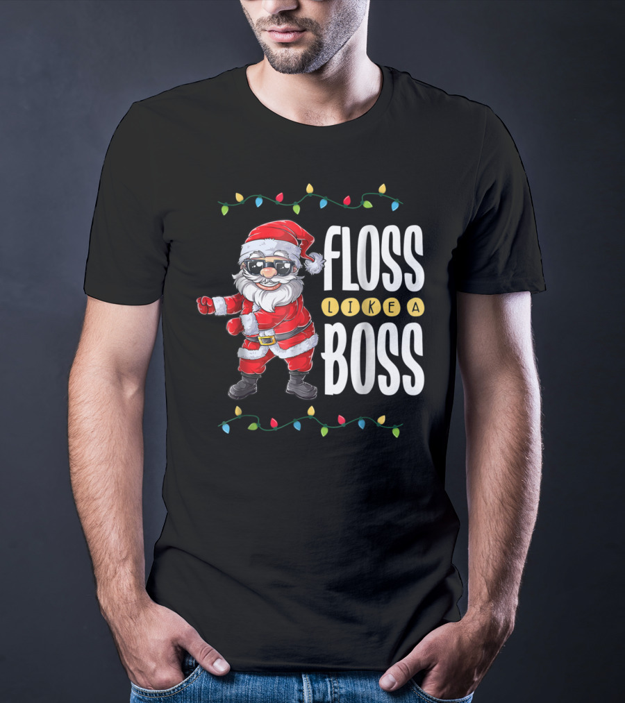 Christmas Santa Floss Like A Boss Flossing 8 Dance Lights T-Shirt