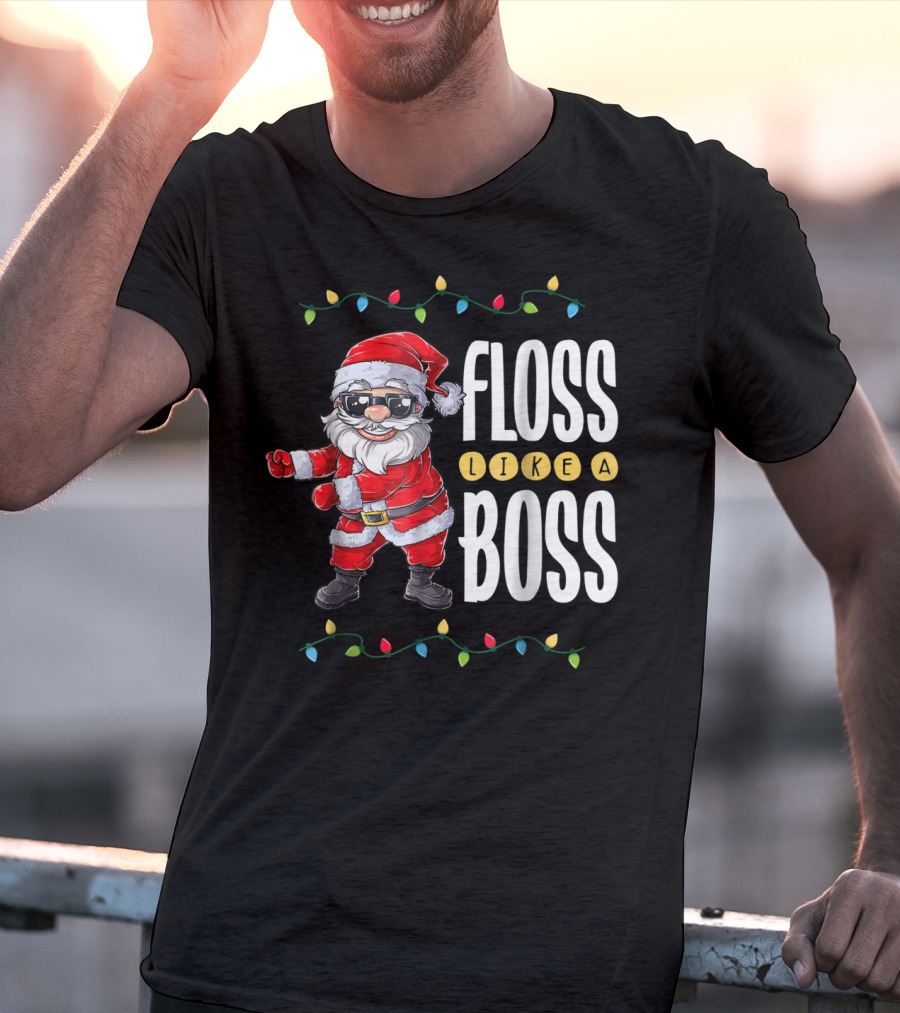 Christmas Santa Floss Like A Boss Flossing 8 Dance Lights T-Shirt