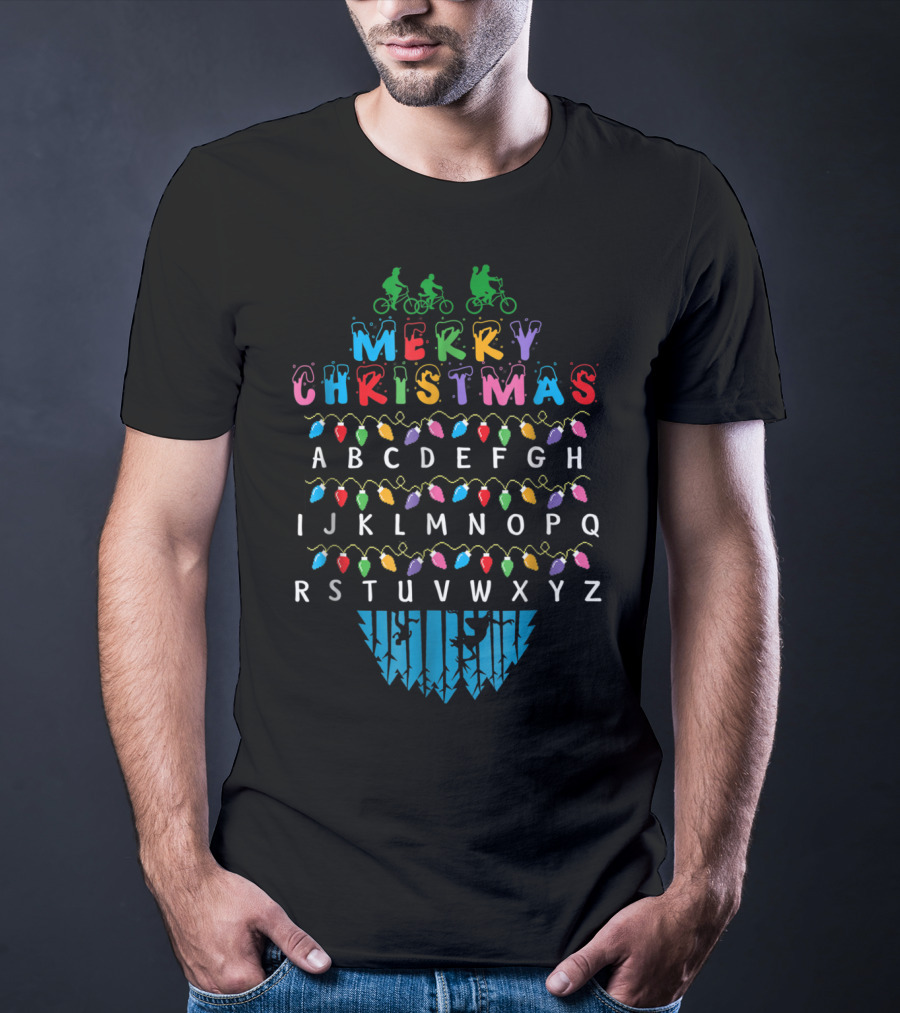 Merry Christmas Stranger Things Upside Down Alphabet Bike Lights T-Shirt