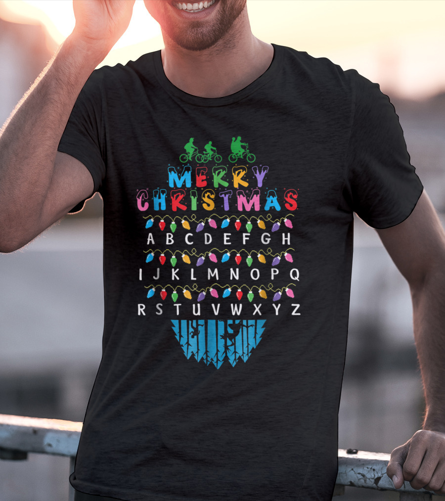 Merry Christmas Stranger Things Upside Down Alphabet Bike Lights T-Shirt