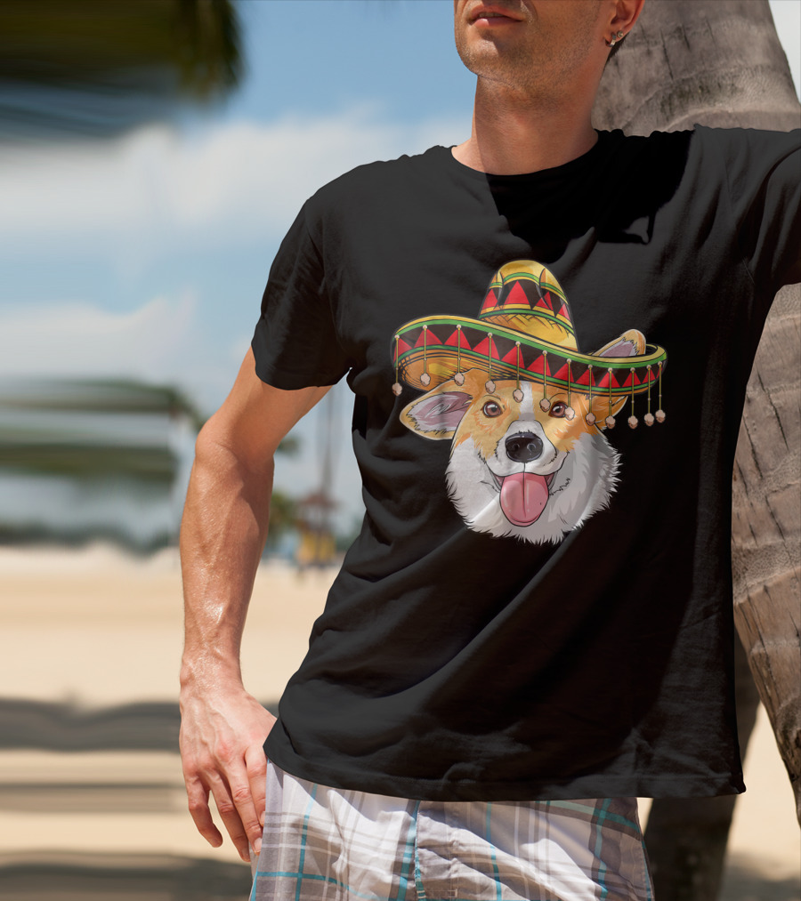 Cinco De Mayo Corgi Kids Boy Girl Sombrero Hat T-Shirt