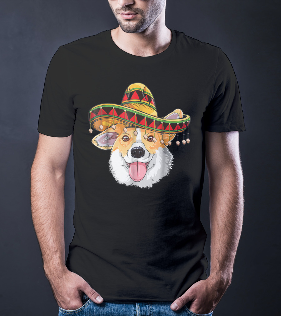 Cinco De Mayo Corgi Kids Boy Girl Sombrero Hat T-Shirt
