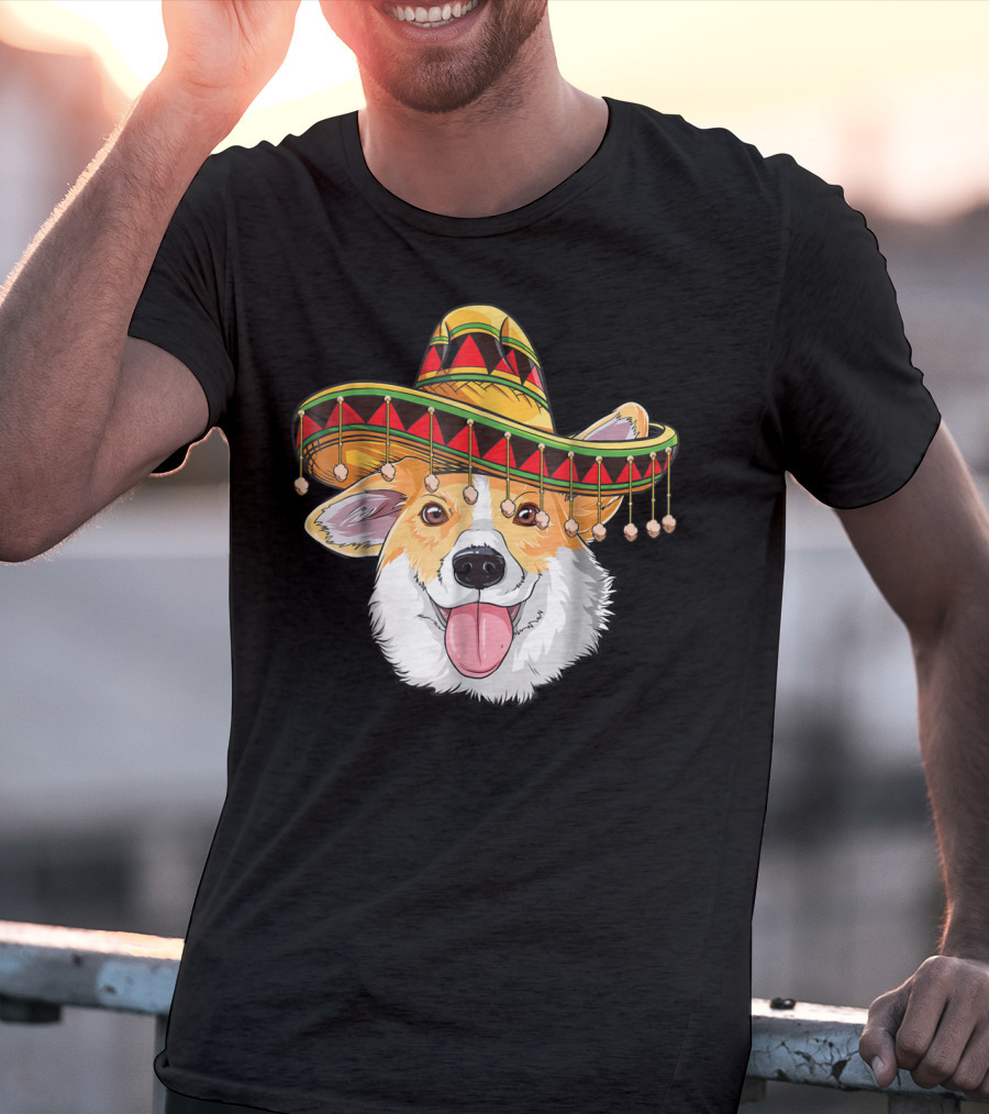 Cinco De Mayo Corgi Kids Boy Girl Sombrero Hat T-Shirt