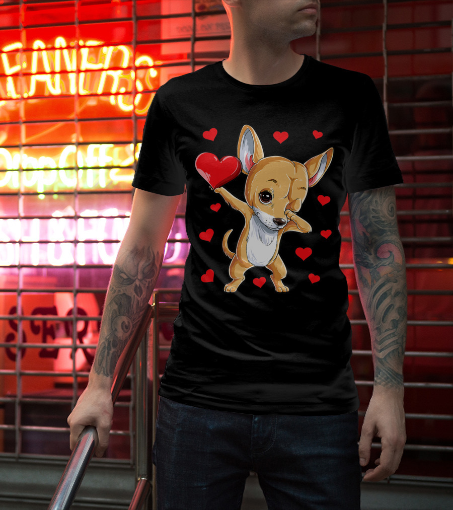 Dabbing Chihuahua Valentines Day Dog Lover Heart Boys4 T-Shirt