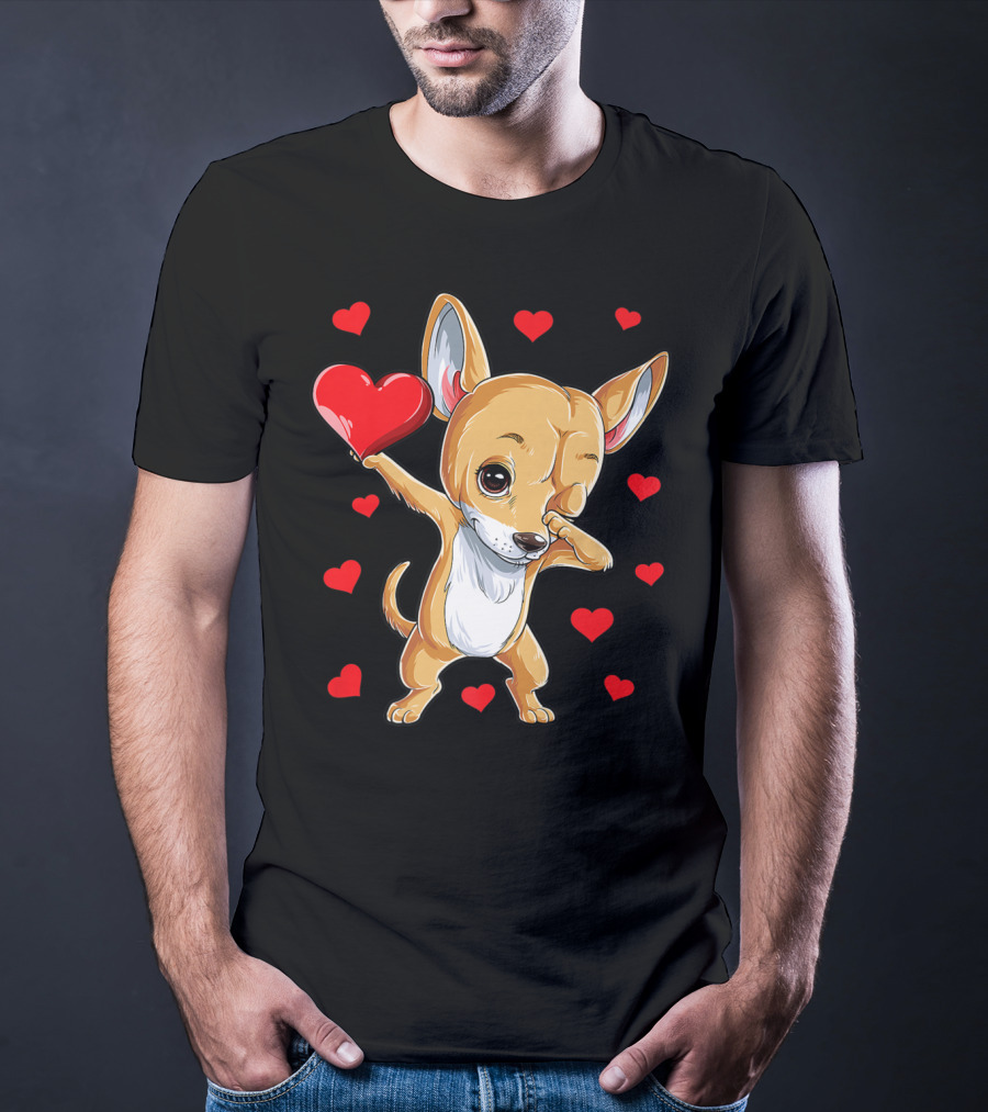 Dabbing Chihuahua Valentines Day Dog Lover Heart Boys4 T-Shirt