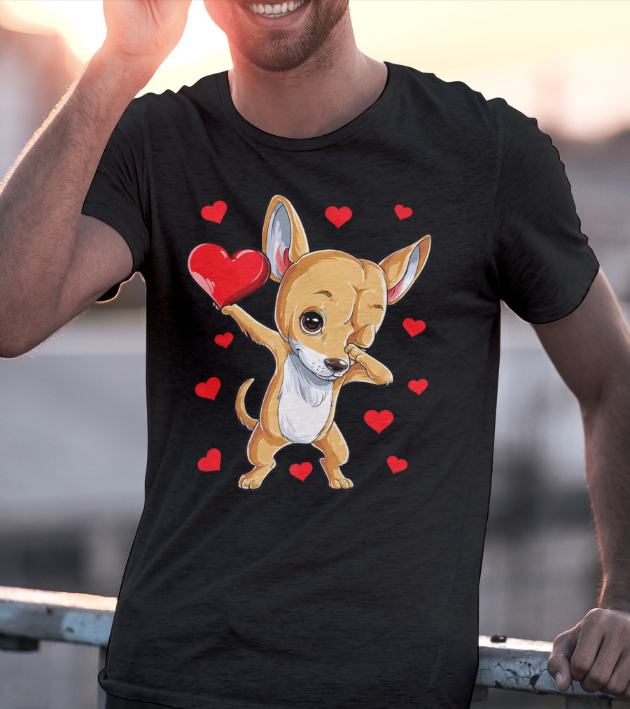 Dabbing Chihuahua Valentines Day Dog Lover Heart Boys4 T-Shirt