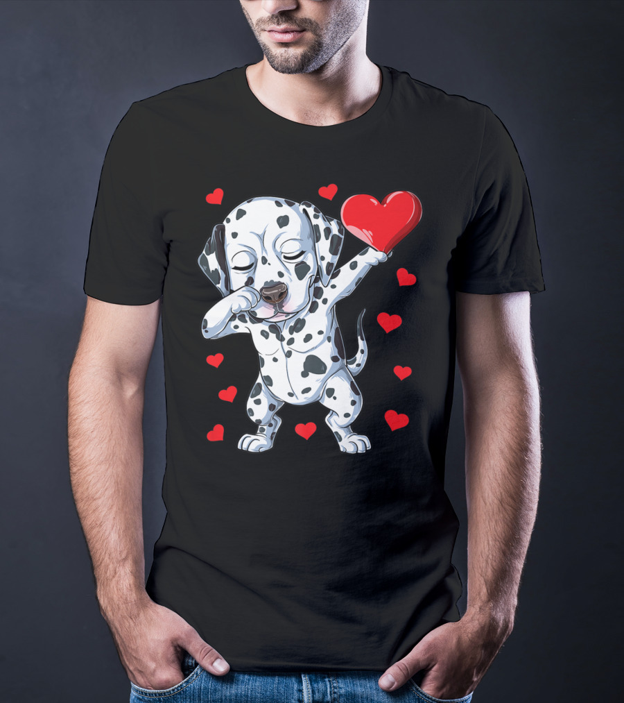 Dabbing Dalmatian Valentines Day Dog Lover Heart Boys1 T-Shirt