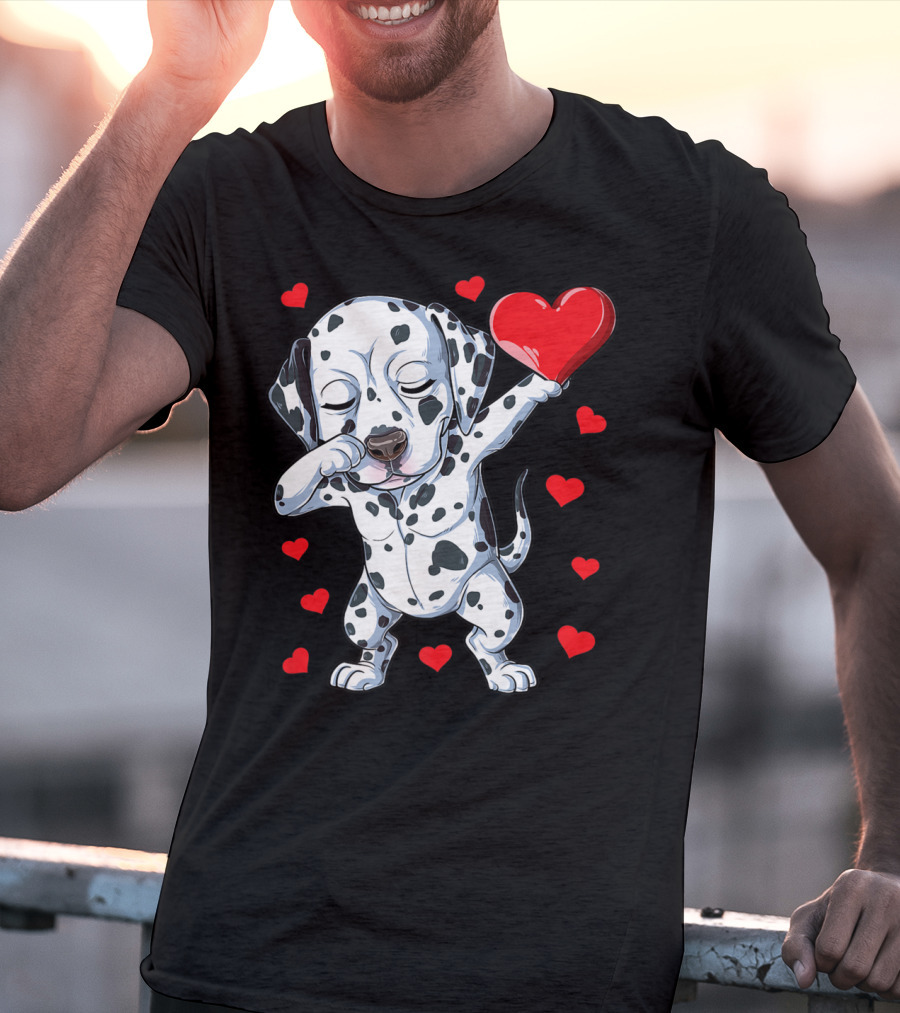 Dabbing Dalmatian Valentines Day Dog Lover Heart Boys1 T-Shirt