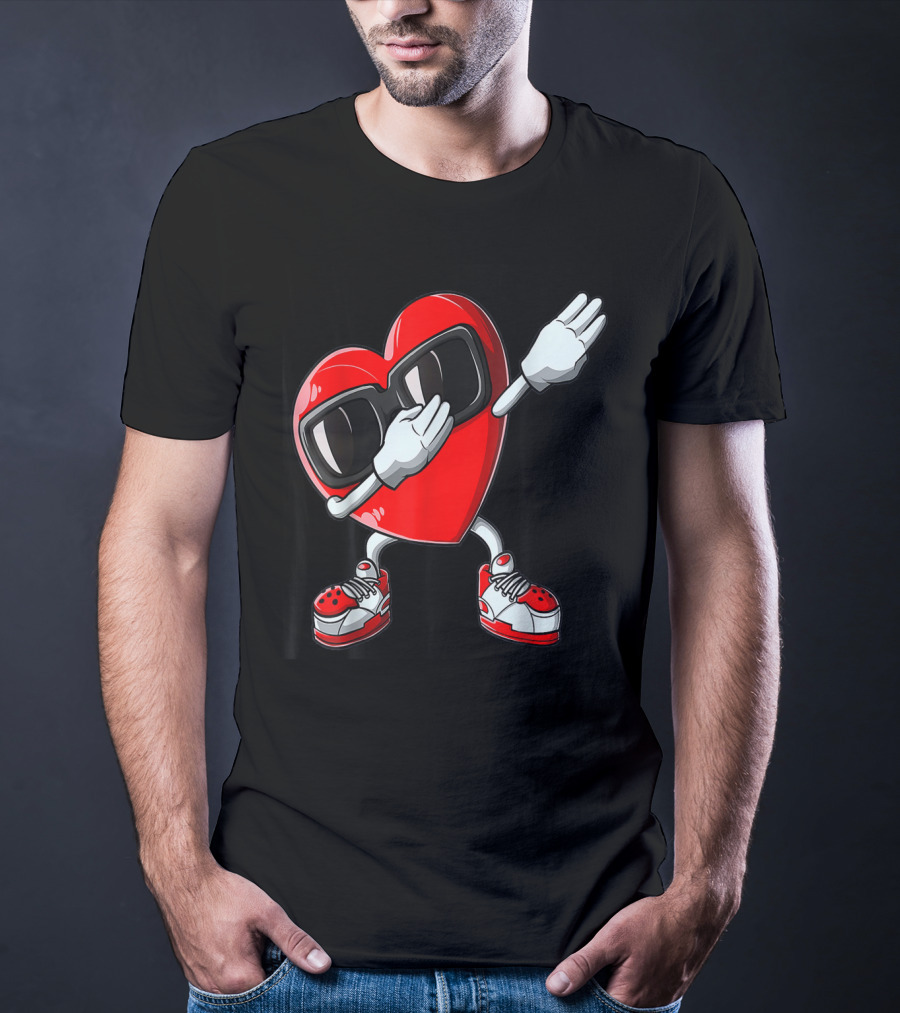 Dabbing Heart Valentines Day Love Funny19 Sunglasses Sneakers T-Shirt