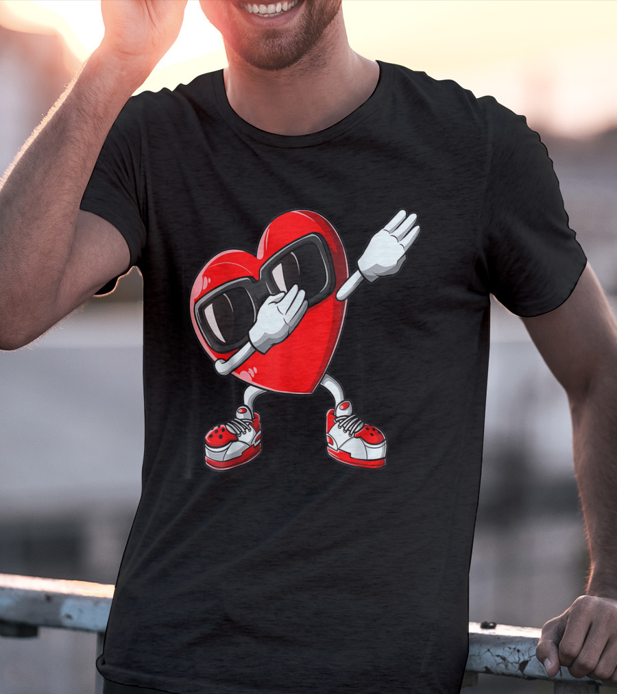 Dabbing Heart Valentines Day Love Funny19 Sunglasses Sneakers T-Shirt