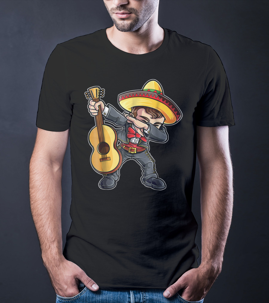 Dabbing Mariachi Guitar Cinco De Mayo Dab Men Kids Sombrero T-Shirt