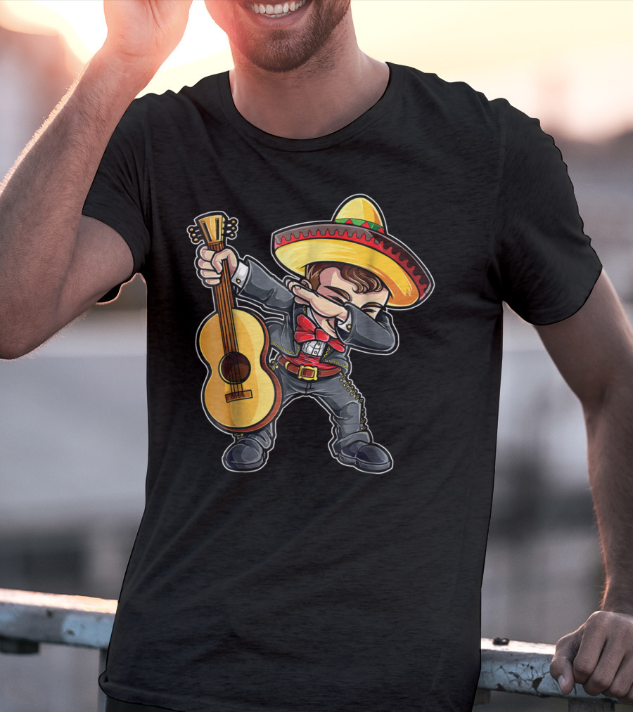 Dabbing Mariachi Guitar Cinco De Mayo Dab Men Kids Sombrero T-Shirt