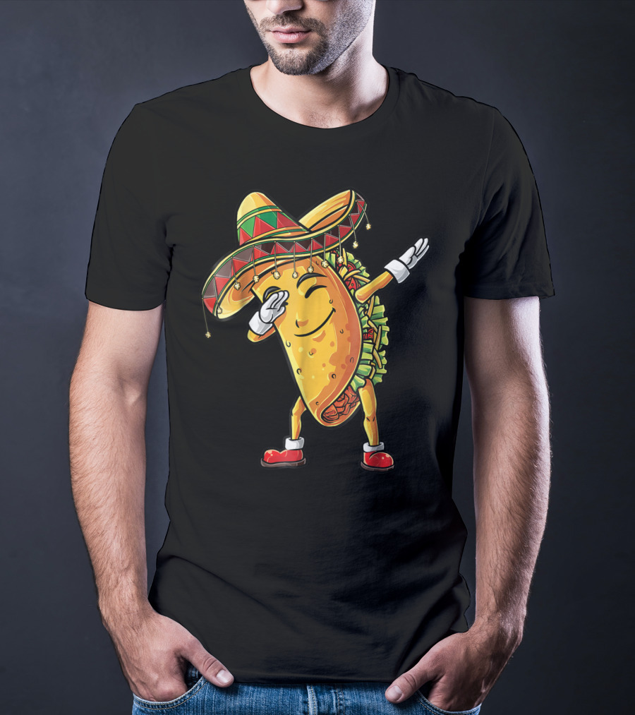 Dabbing Taco Sombrero Cinco De Mayo Kids Boys Girls Fun T-Shirt