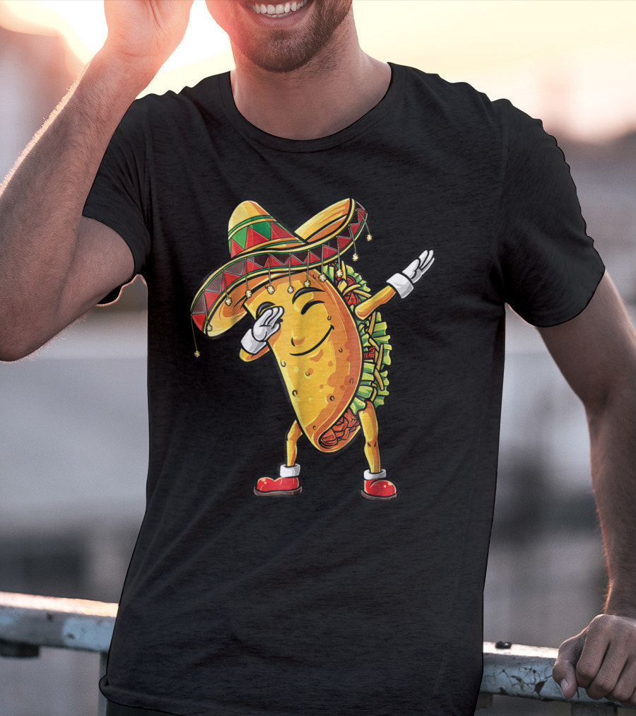 Dabbing Taco Sombrero Cinco De Mayo Kids Boys Girls Fun T-Shirt