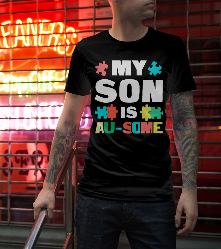 My Son Is Au-Some Autism Puzzle Pieces T-Shirt