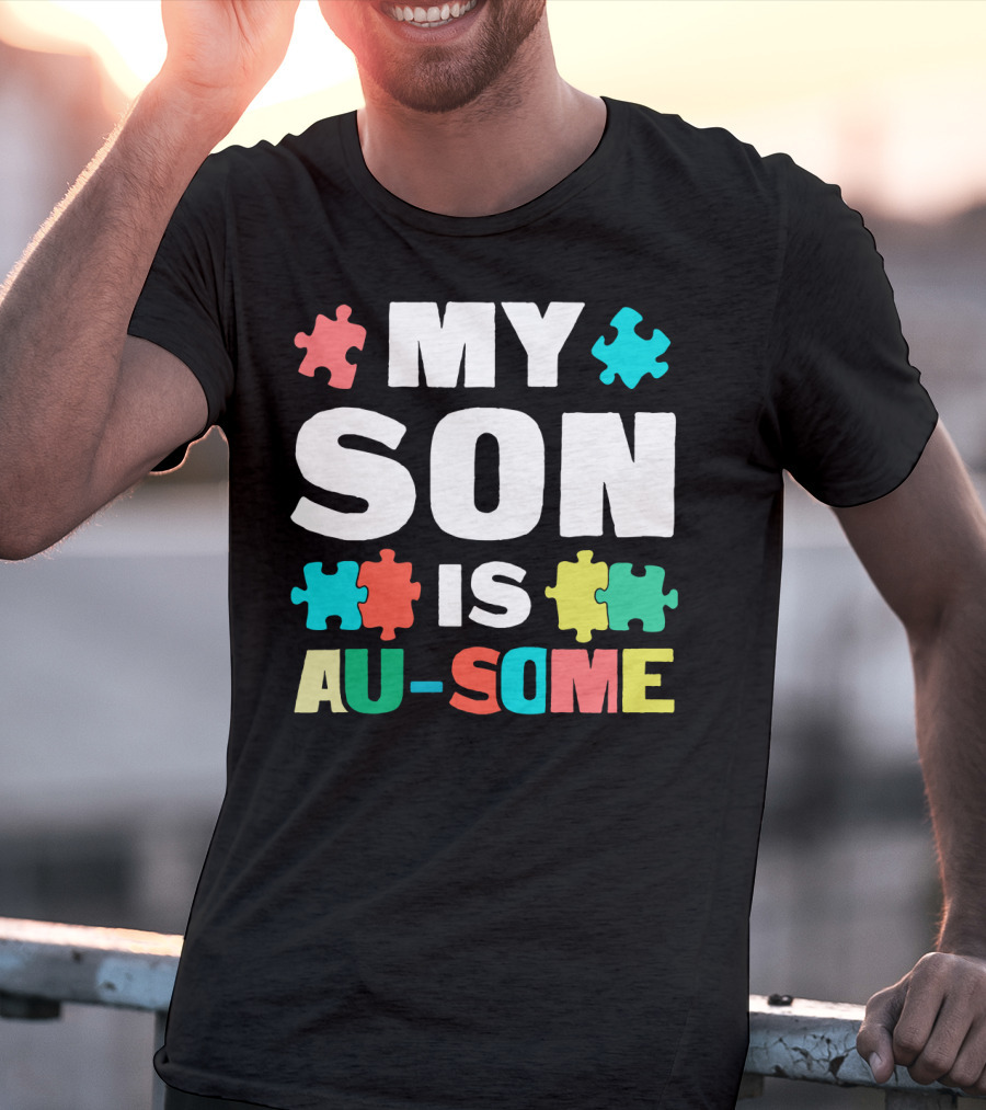 My Son Is Au-Some Autism Puzzle Pieces T-Shirt