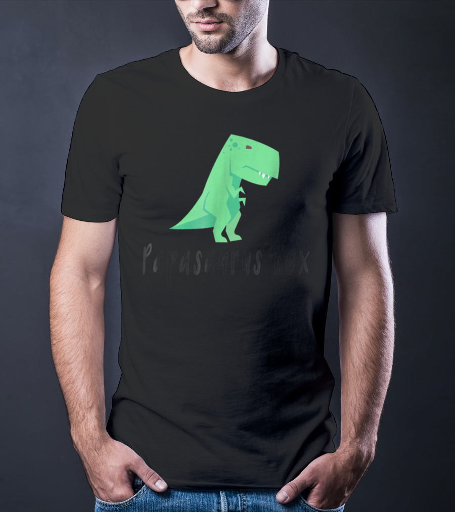 Papasaurus Rex Cute Dinosaur Dad Funny T-Shirt
