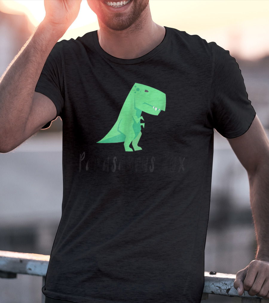 Papasaurus Rex Cute Dinosaur Dad Funny T-Shirt