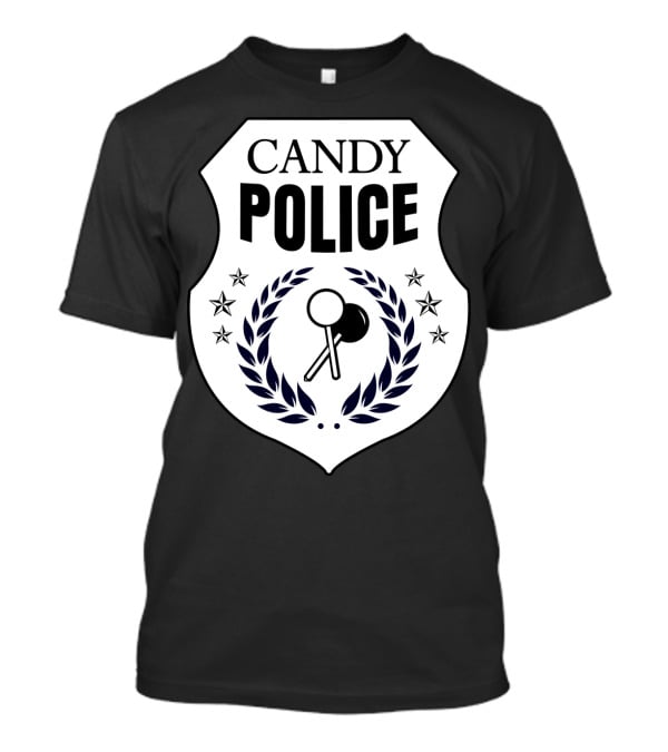 Candy Police Badge Funny Halloween Saying Parent Tee28 T-Shirt
