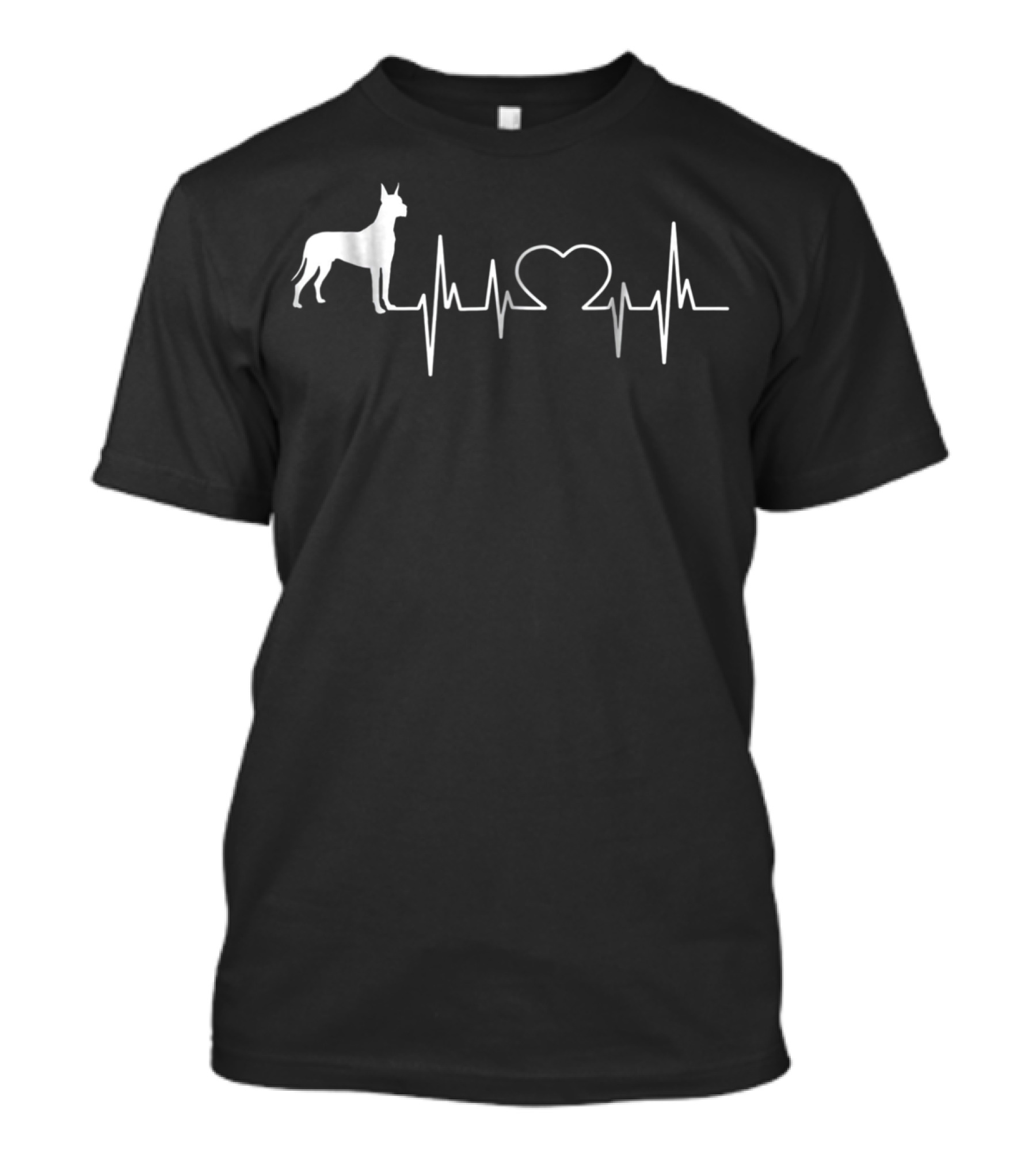 Great Dane Heartbeat With Dog And Heartbeat Line T-Shirt