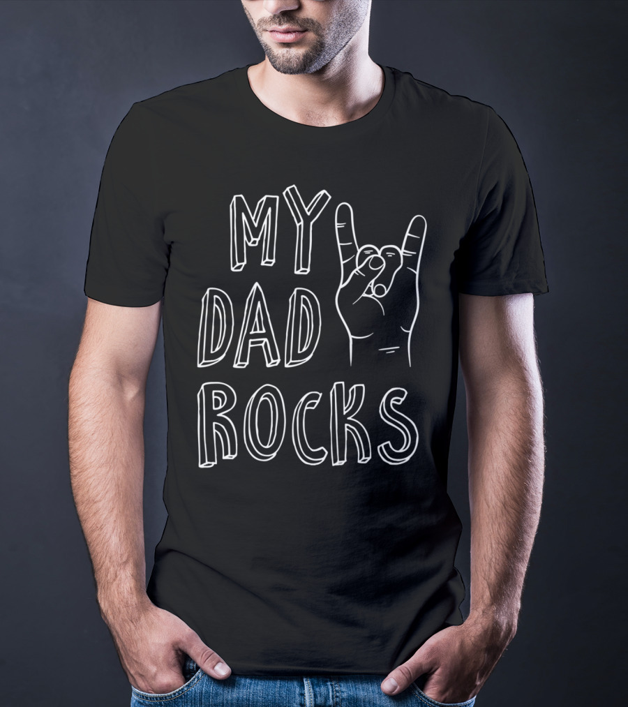 My Dad ROCKS Kids Premium Hand Gesture T-Shirt