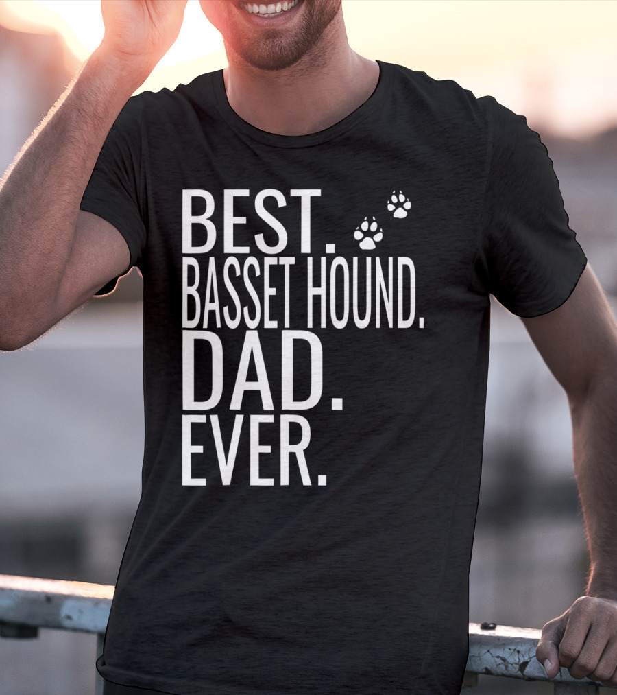 Best Basset Hound Dad Ever Mens Dog Paw Prints T-Shirt