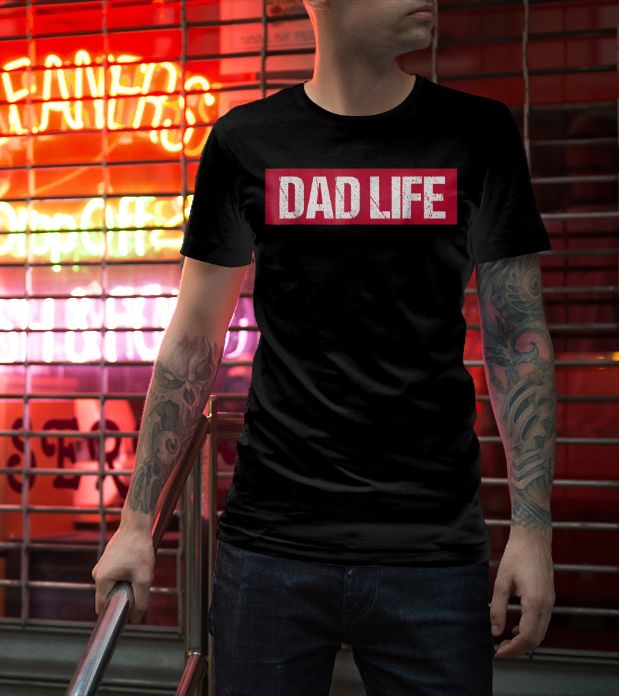 Mens Dad Life Red Block Text T-Shirt