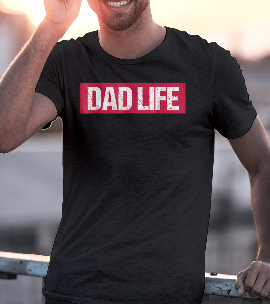 Mens Dad Life Red Block Text T-Shirt