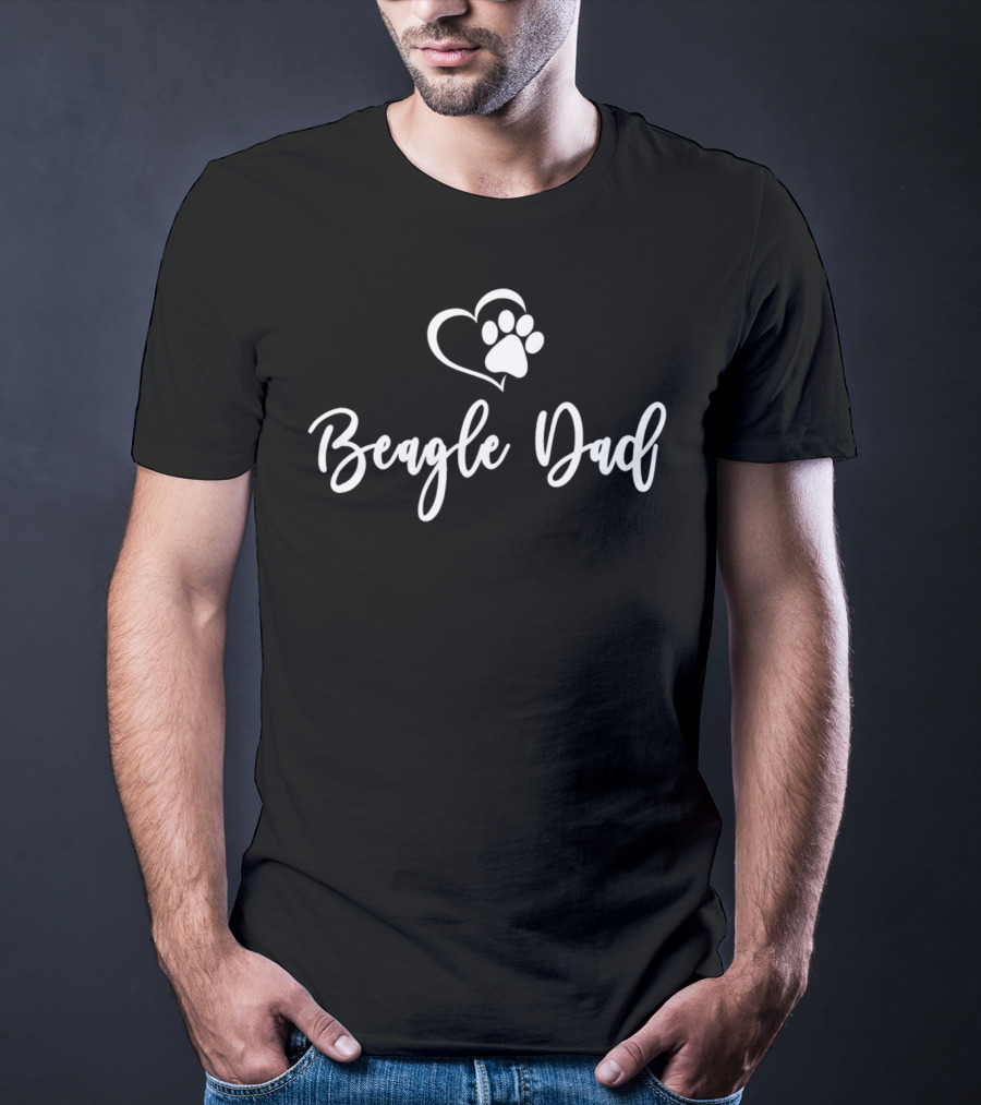 Mens Dog Lover Heart Paw Beagle Dad T-Shirt