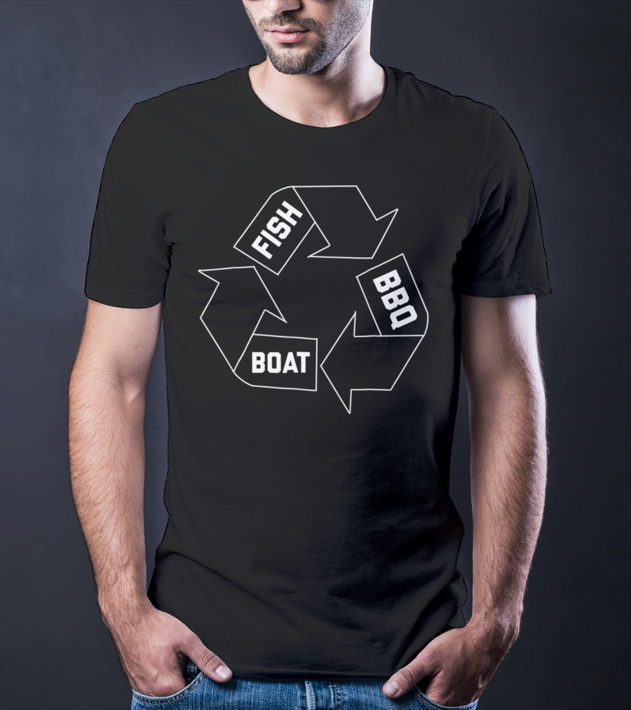 Fish Boat BBQ Dad Grill Sailing20 Recycle T-Shirt