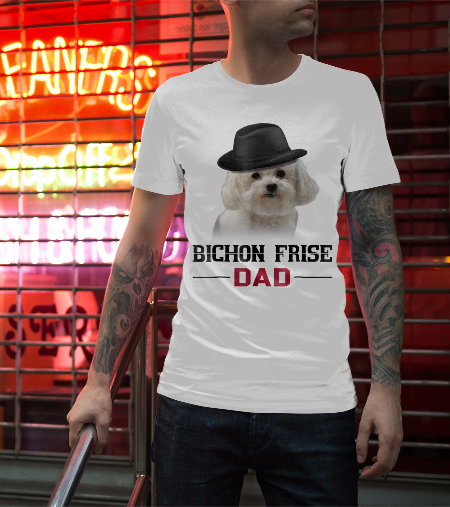 Bichon Frise Dad Puppy Wearing Fedora T-Shirt
