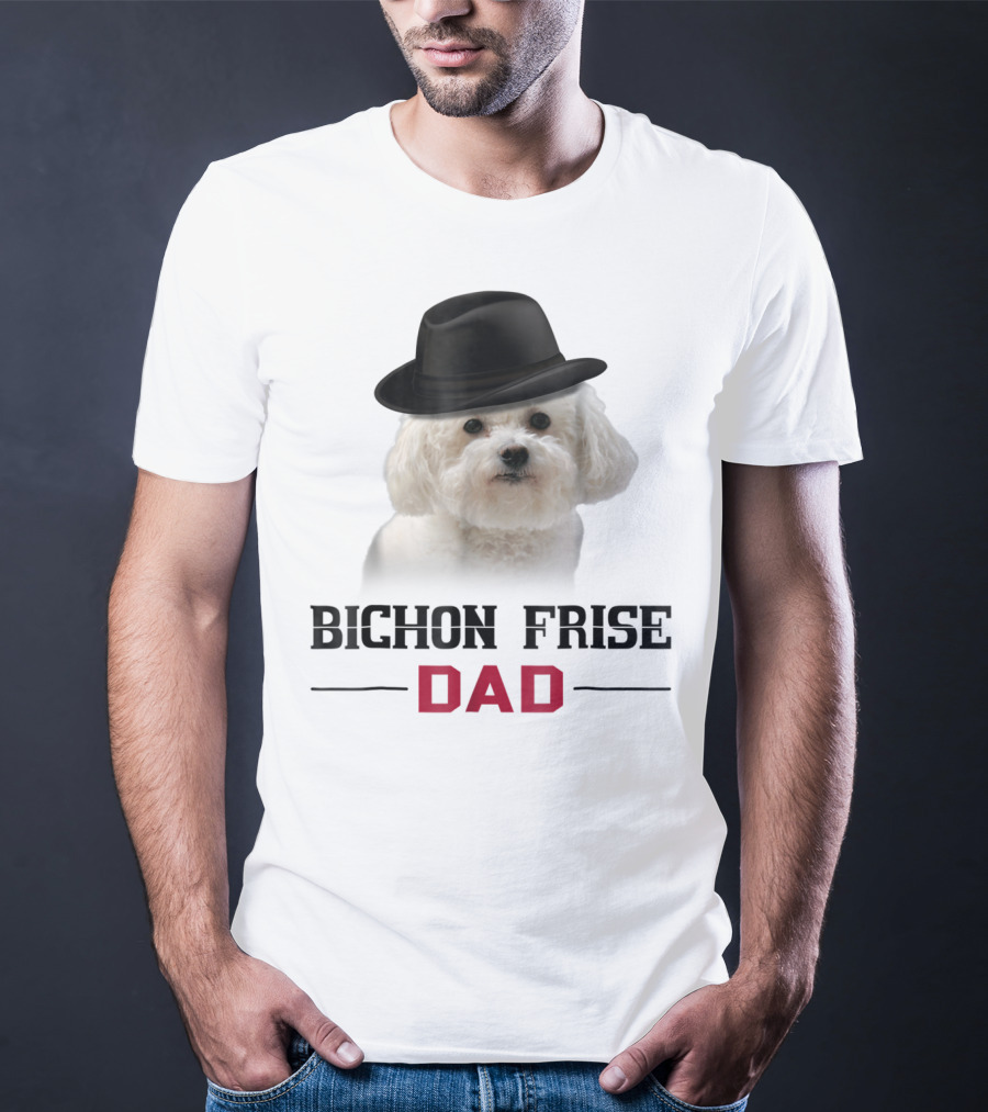 Bichon Frise Dad Puppy Wearing Fedora T-Shirt