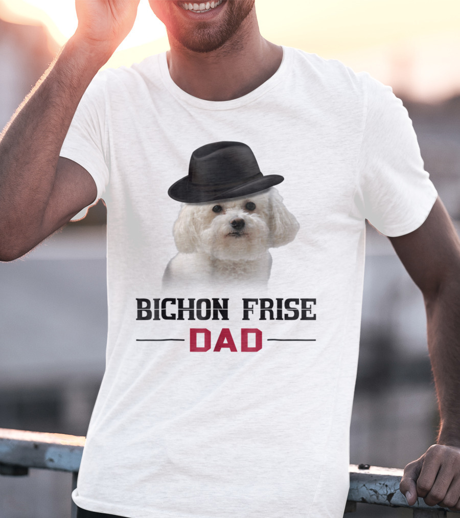 Bichon Frise Dad Puppy Wearing Fedora T-Shirt