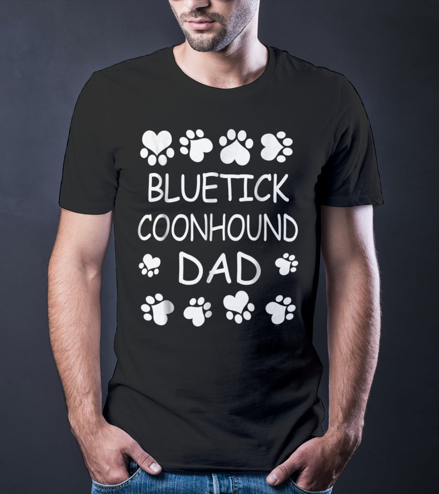 Bluetick Coonhound Dad Paw And Heart Love T-Shirt
