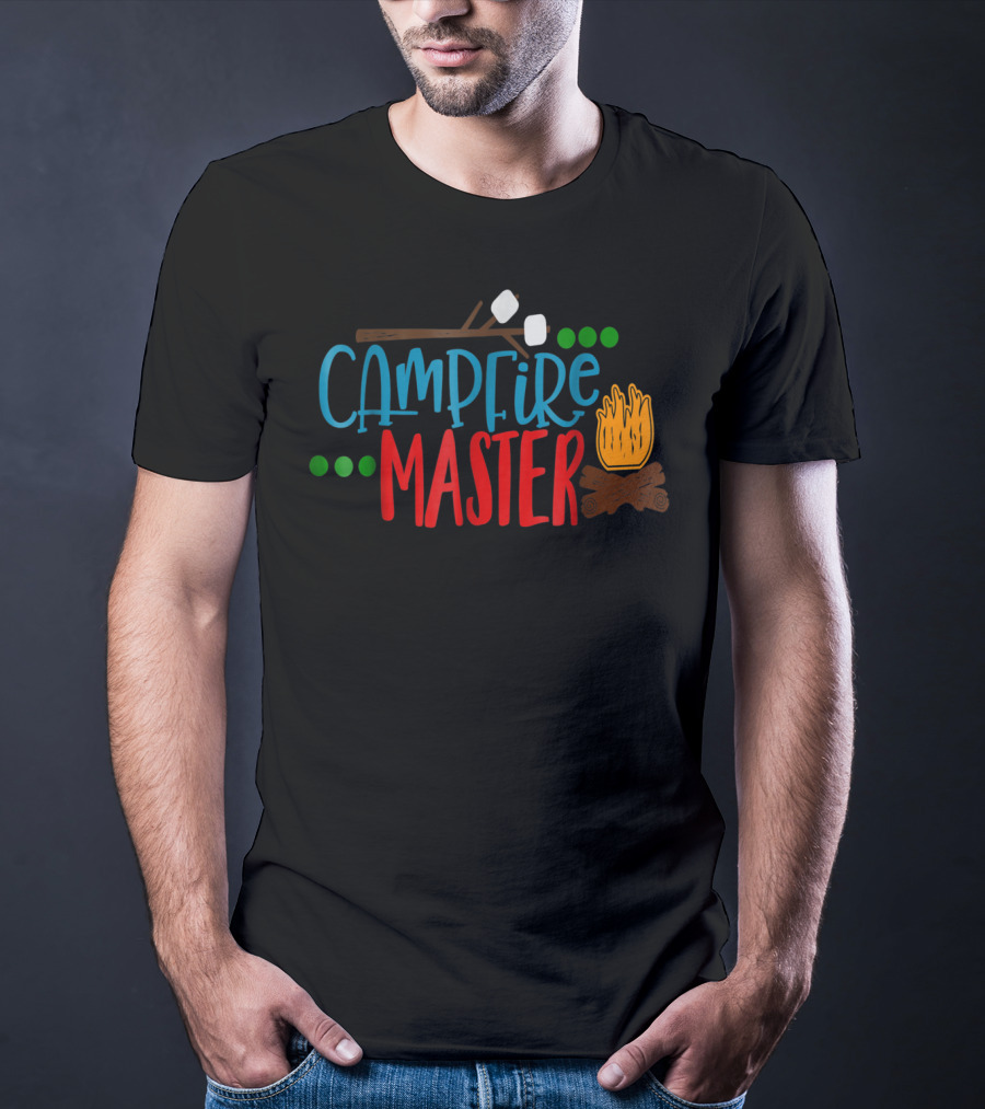 Campfire Master Marshmallows Bonfire Husband Dad Camping S'mores Bonfire80 T-Shirt