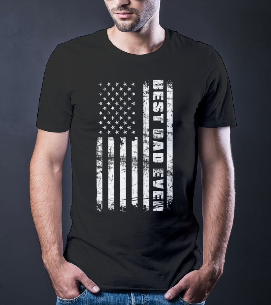 Best Dad Ever American Flag Grunge T-Shirt