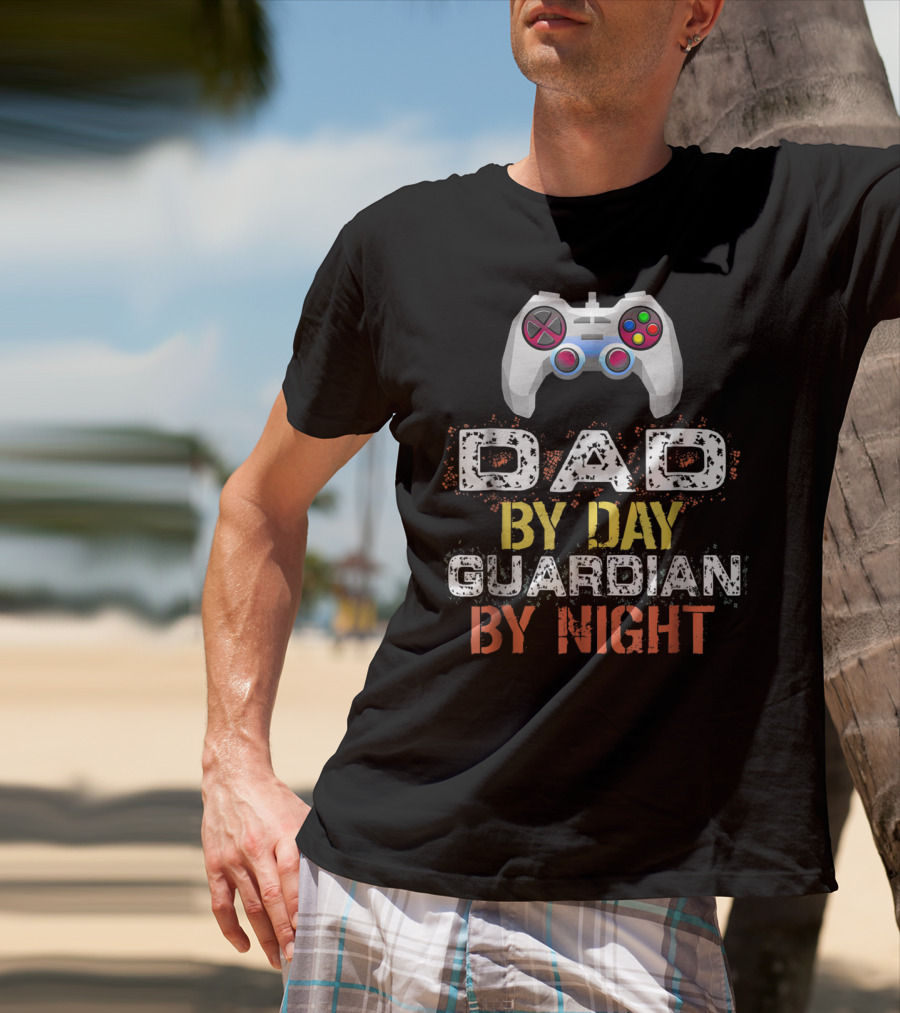 Dad By Day Guardian By Night Video Game Controller T-Shirt
