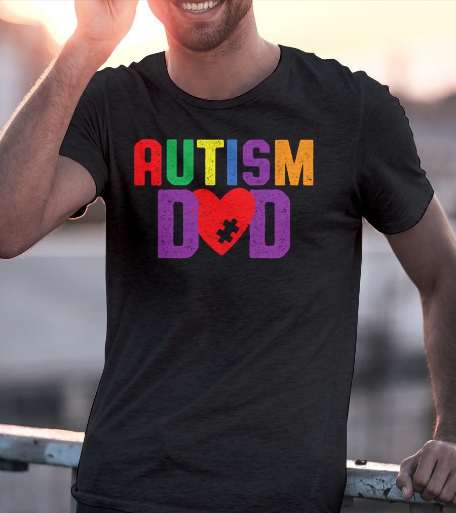 Autism Dad Heart Puzzle Piece Awareness 94 T-Shirt