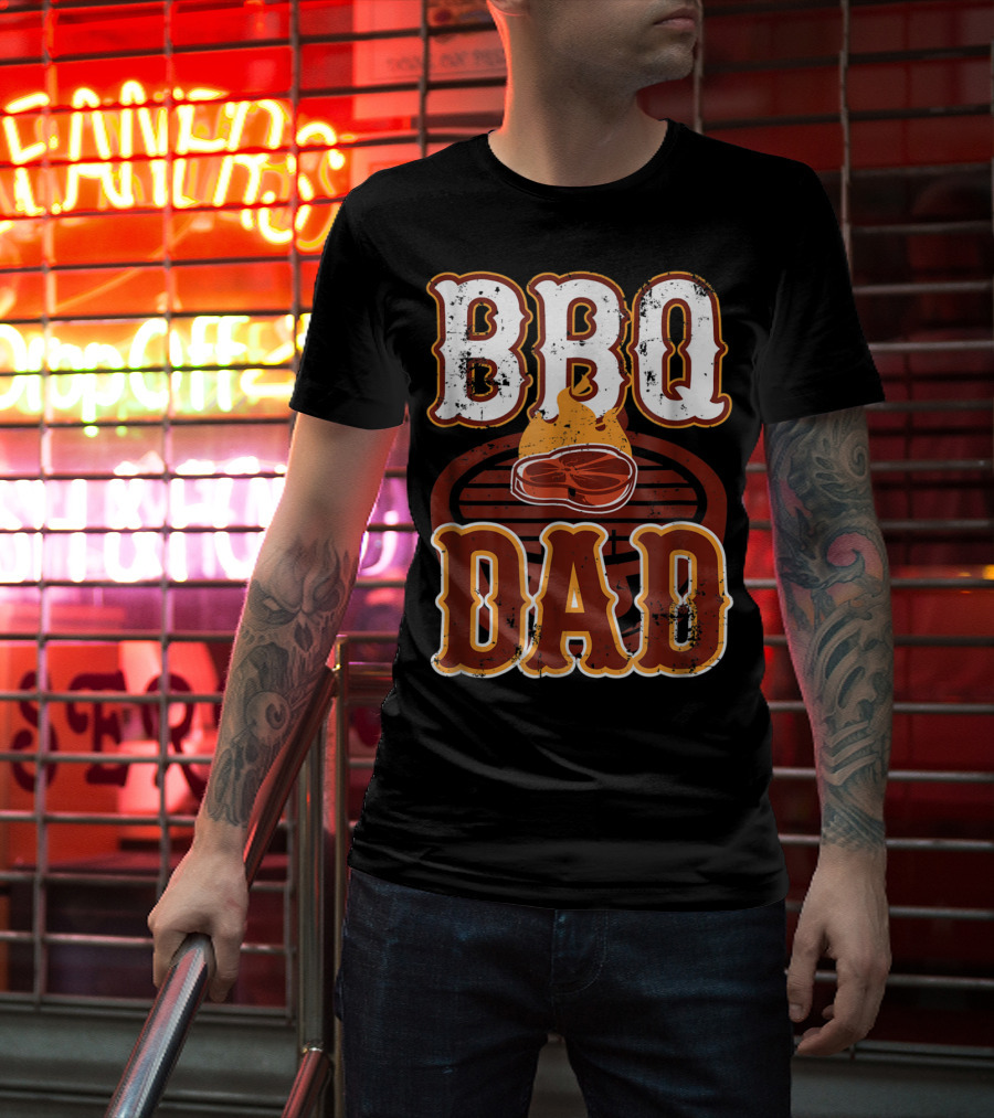 BBQ Dad Steak Grilling Flame Barbecue Dad T-Shirt
