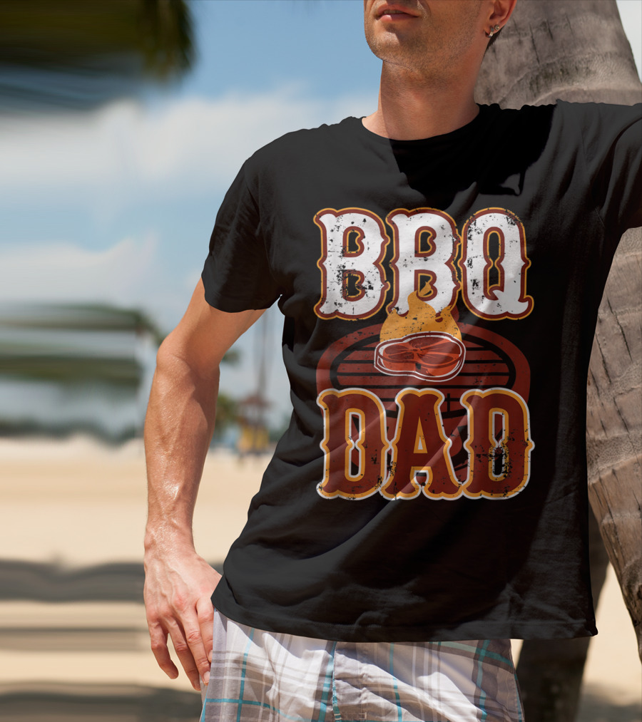 BBQ Dad Steak Grilling Flame Barbecue Dad T-Shirt