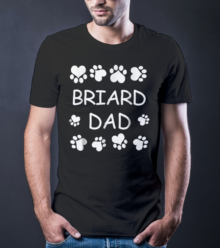 BRIARD DAD Paw Prints Hearts Christmas Birthday T-Shirt