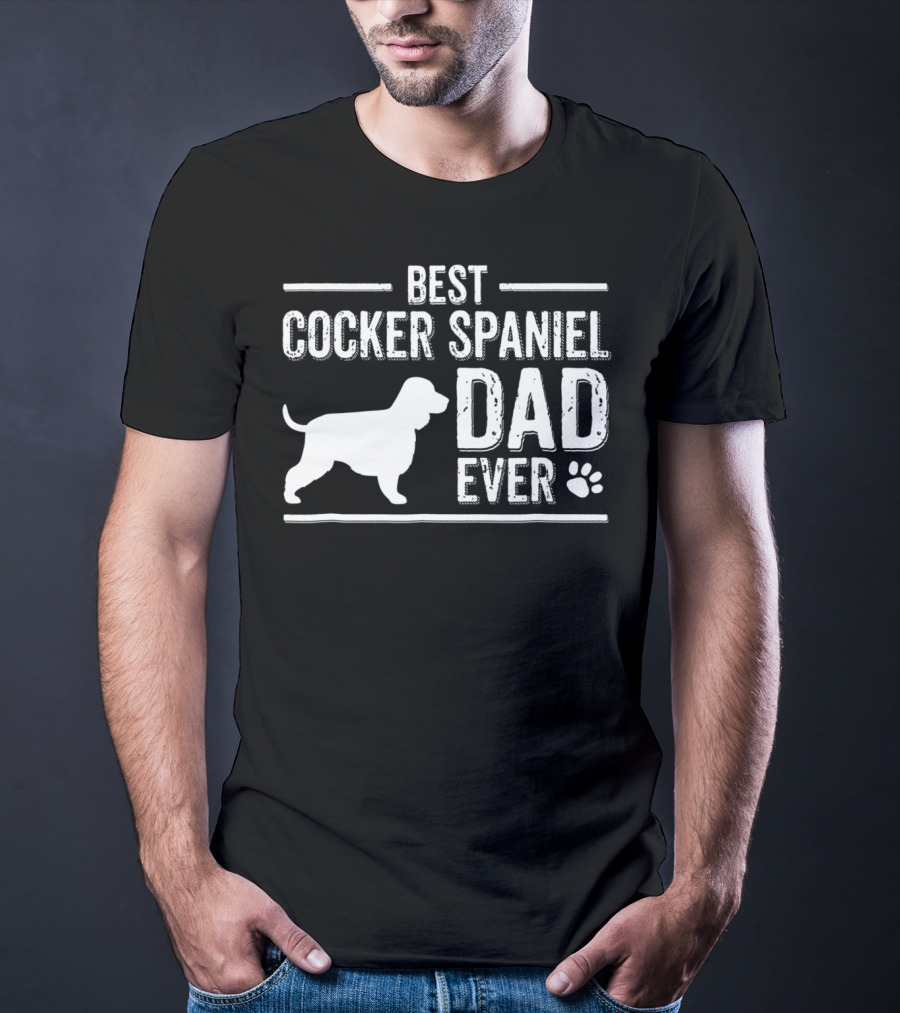 Best Cocker Spaniel Dad Ever Dog Paw T-Shirt