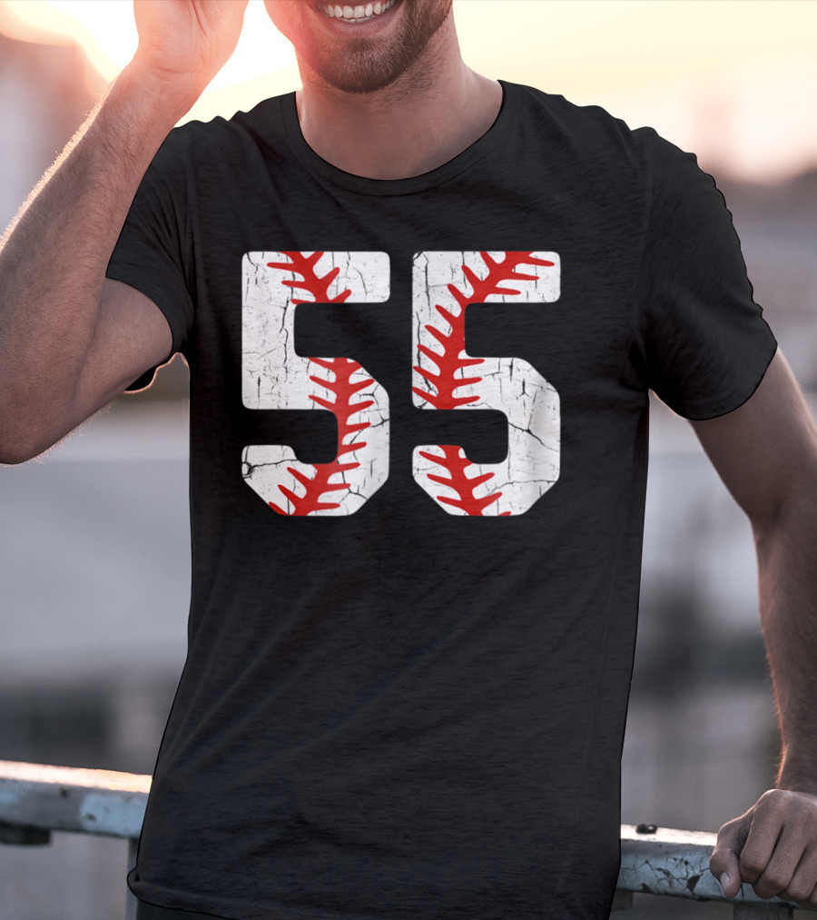 Baseball Player Jersey Number 55 Proud Baseball MOM DAD38 T-Shirt